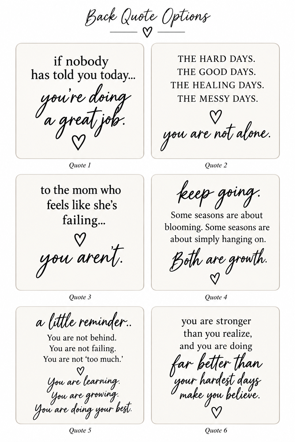 Back Quote Options