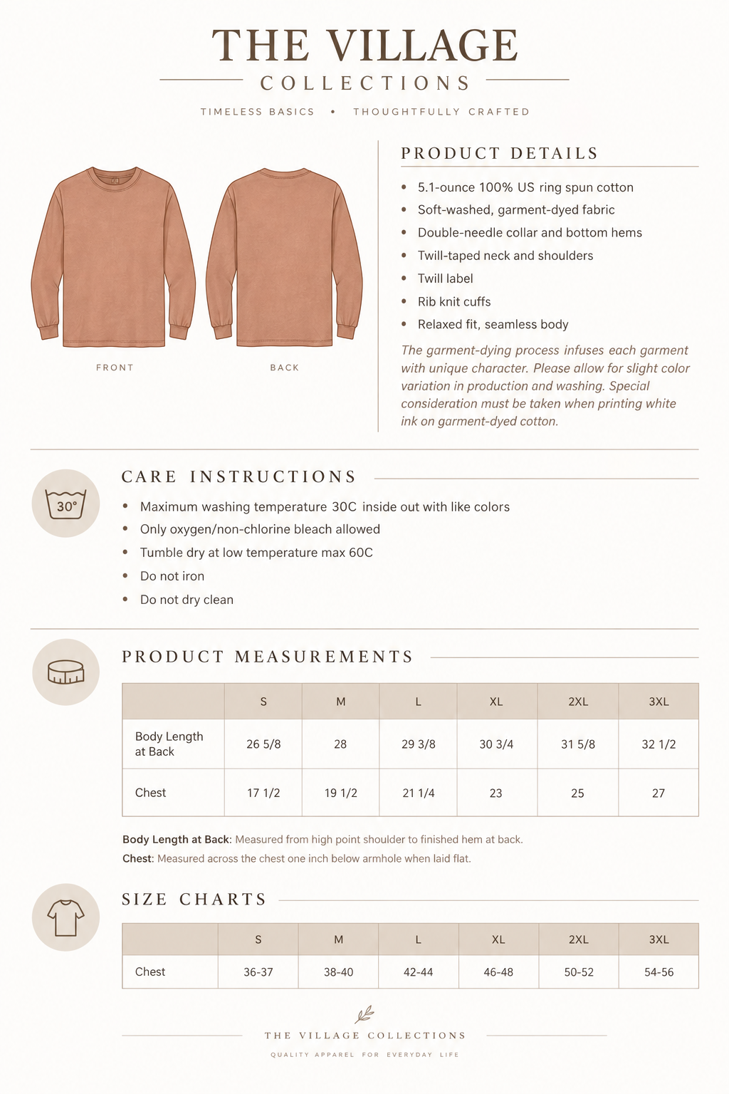 Long Sleeve Spec Sheet